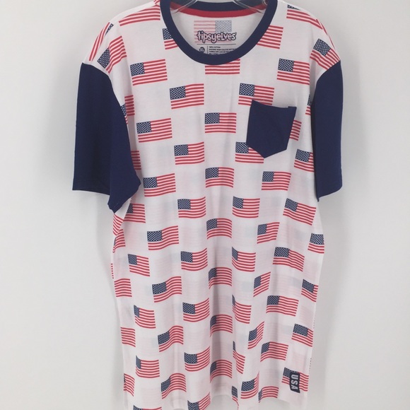 Tipsy Elves NWT Mens XL Flag T-Shirt 4th of July - Picture 1 of 10